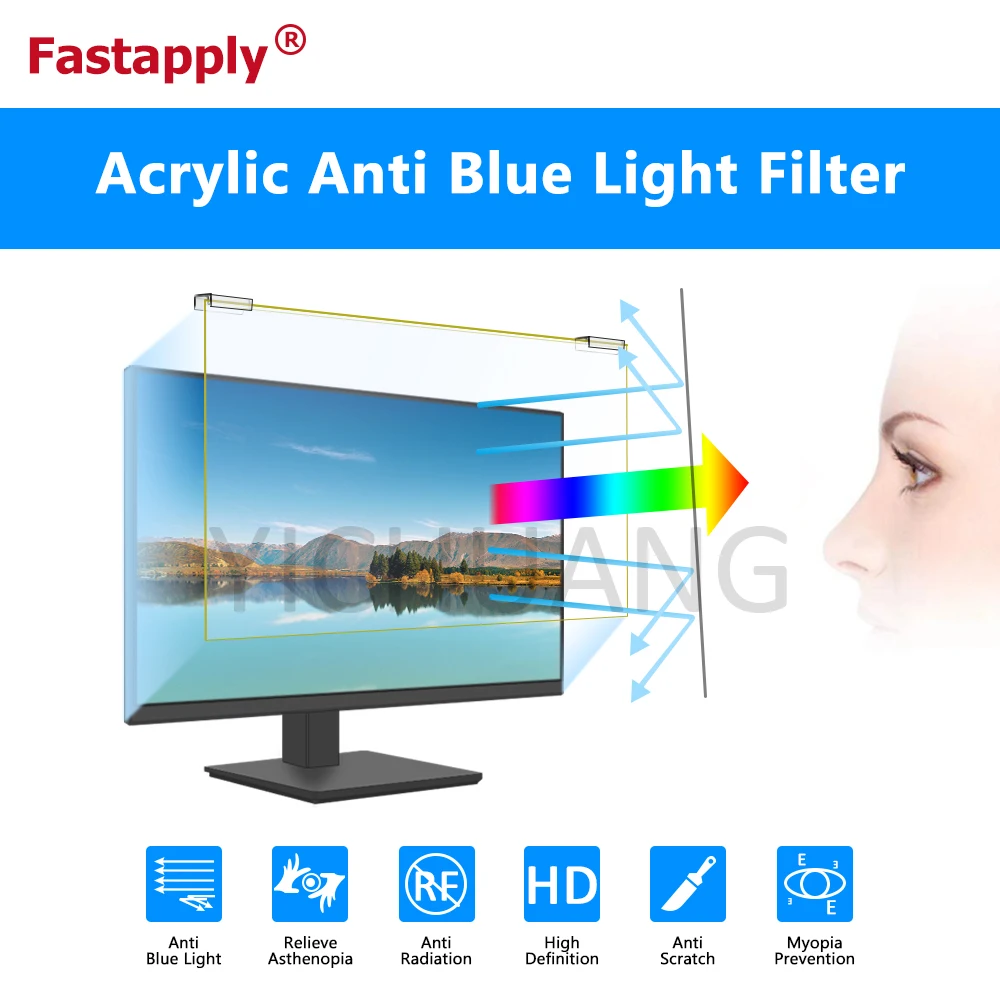 2021 Anti UV Fast Apply Acrylic Anti Blue Light Film Computer Screen Protector Eyes Relaxing Blue Light Cut Monitor Protector