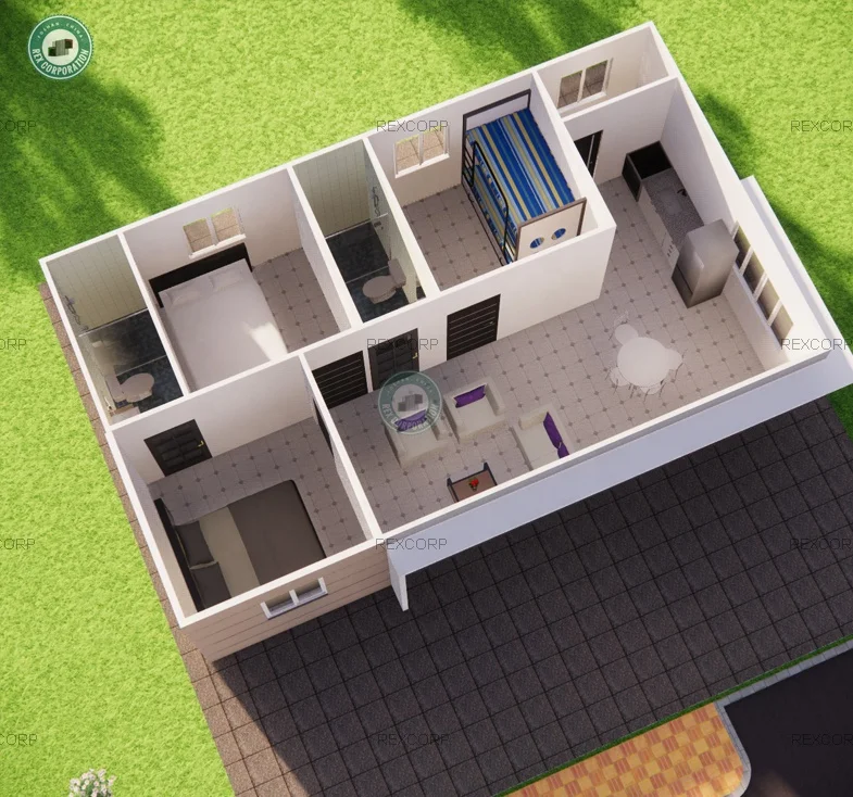 64sqm 3 Bed Modular Container Villa with Kitchen Fast Built Prefabricated Home Low Cost Prefab House in Cagayan