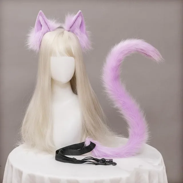 Мультяшные уши хвост набор маскарад Хэллоуин Кошка Косплей вечеринка костюм ободок головной убор Аксессуары Лолита