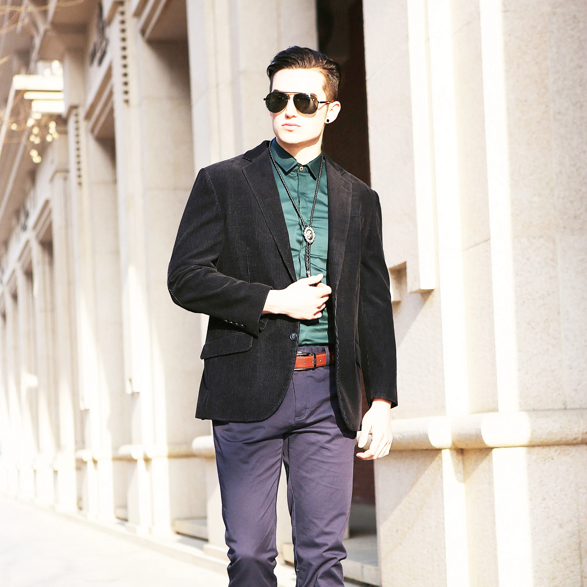 Manufacturer custom made cotton corduroy fabric casual men suit jacket single breasted blazer