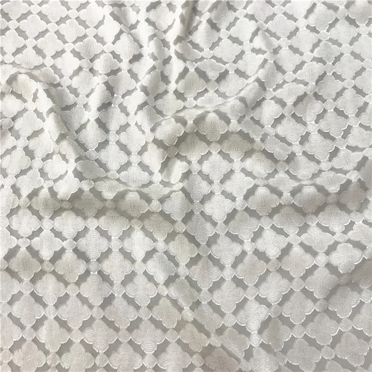 
White Bridal Fabric Satin Viscose Fabric 18mm Jacquard Fabric for wedding dress 