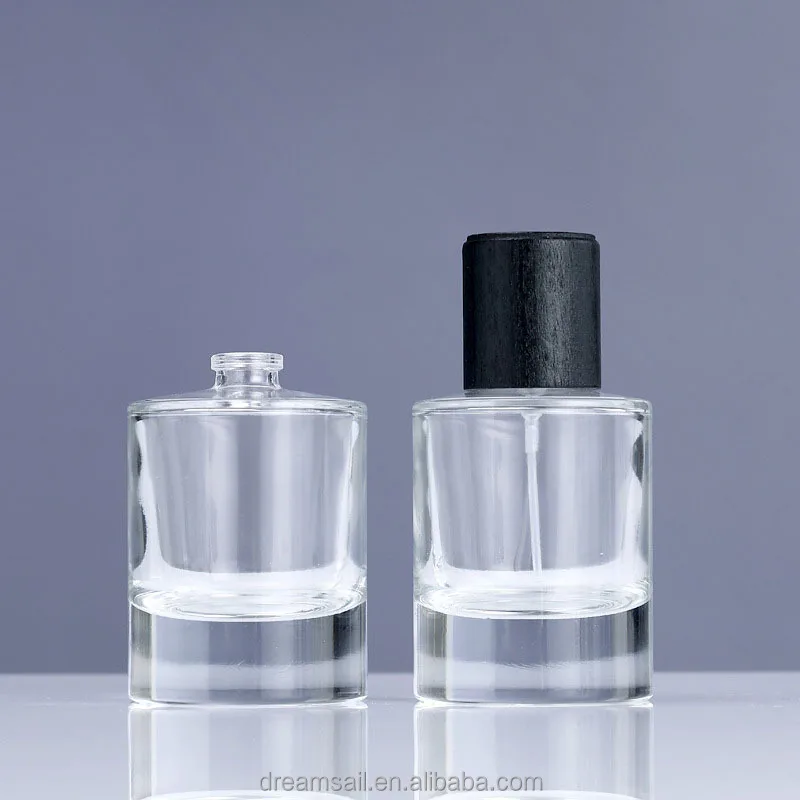 Round Clear Custom Label 30ml Empty Luxury Parfum Spray Glass Clear Perfume Glass Bottle 50ml