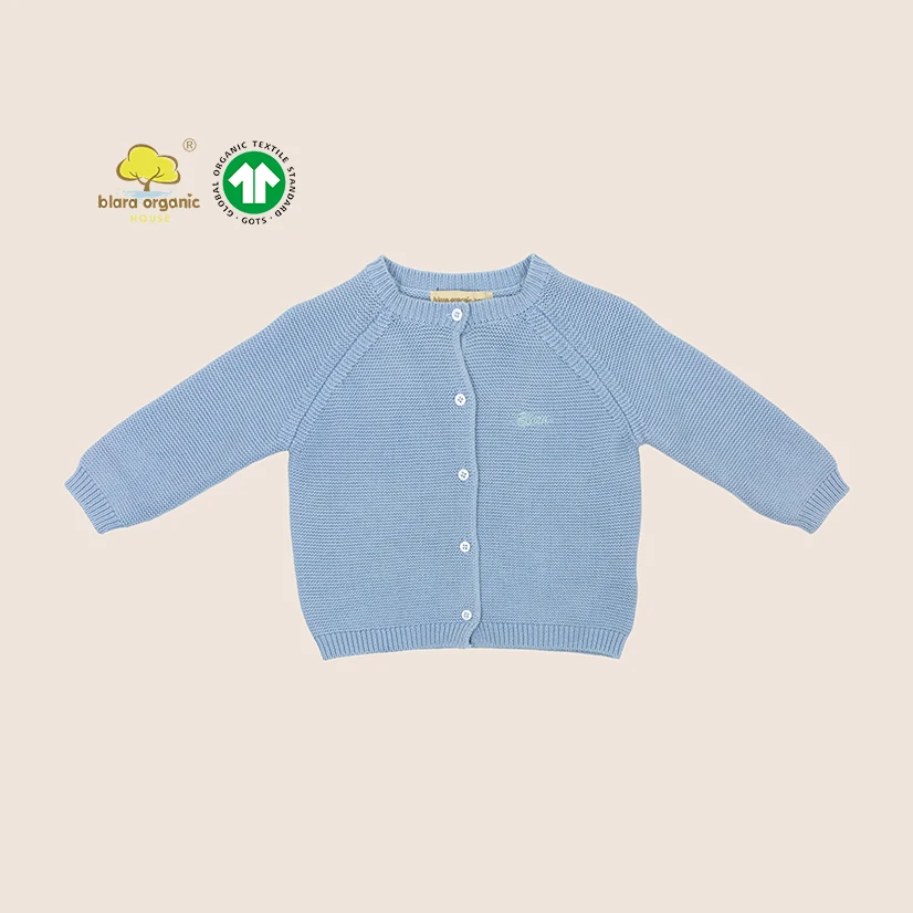 
2019 autumn organic cotton toddler clothing girl kid jacquard knit cardigan baby crew neck knitted sweater 