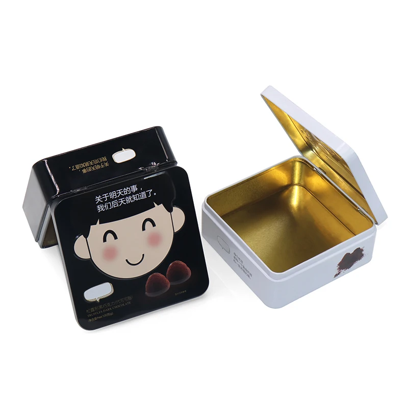 Rectangular tin metal box with custom design luxury casio watch tin box  with hinged lid