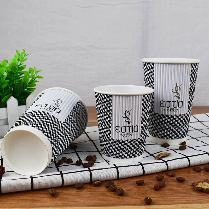 Hot Disposable Cup Corrugated Paper Coffee Packaging Double Wall Custom LOGO Printing Drink Tea Cup
