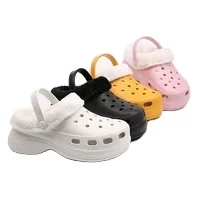 wholesale newest winter keep warm women waterproof EVA clogs sandals house women slip on shoes fur slippers