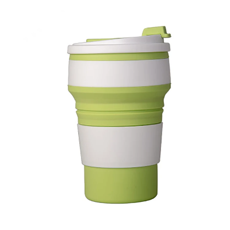 
Creative outdoor silicone folding cup telescopic cup travel coffee cup with lid 