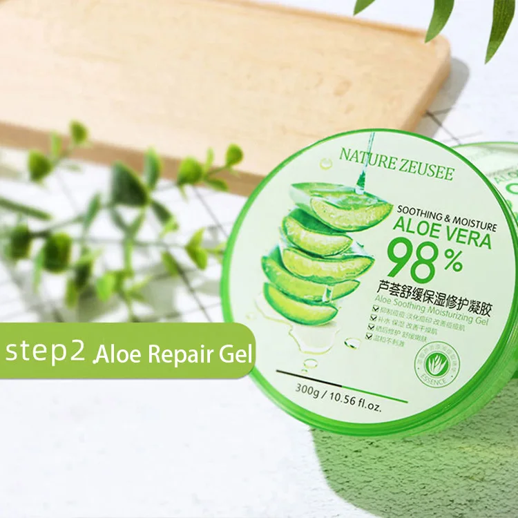 Private Label Facial Kit Aloe 5pcs/set Organic Moisturizing Whitening Korean Aloe Face Skin Care Set