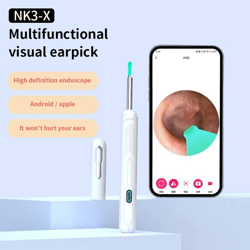 Wireless Smart Visual Ear Cleaner Otoscope NK3 Ear Wax Removal Tool with Camera Ear Endoscope Kit