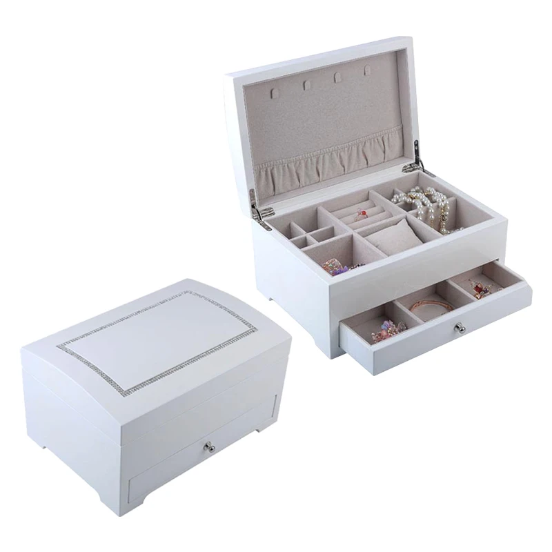 Hot Sale Factory Mdf Jewel Storage Case Women Wooden Jewellery Boxes Luxury Wood jewelry box drawer