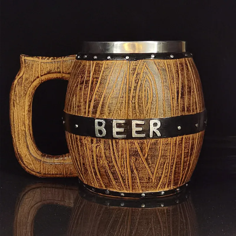 Creative Bar Supplies Germany Double Wall Stainless Steel Wooden Bucket Beer Mug