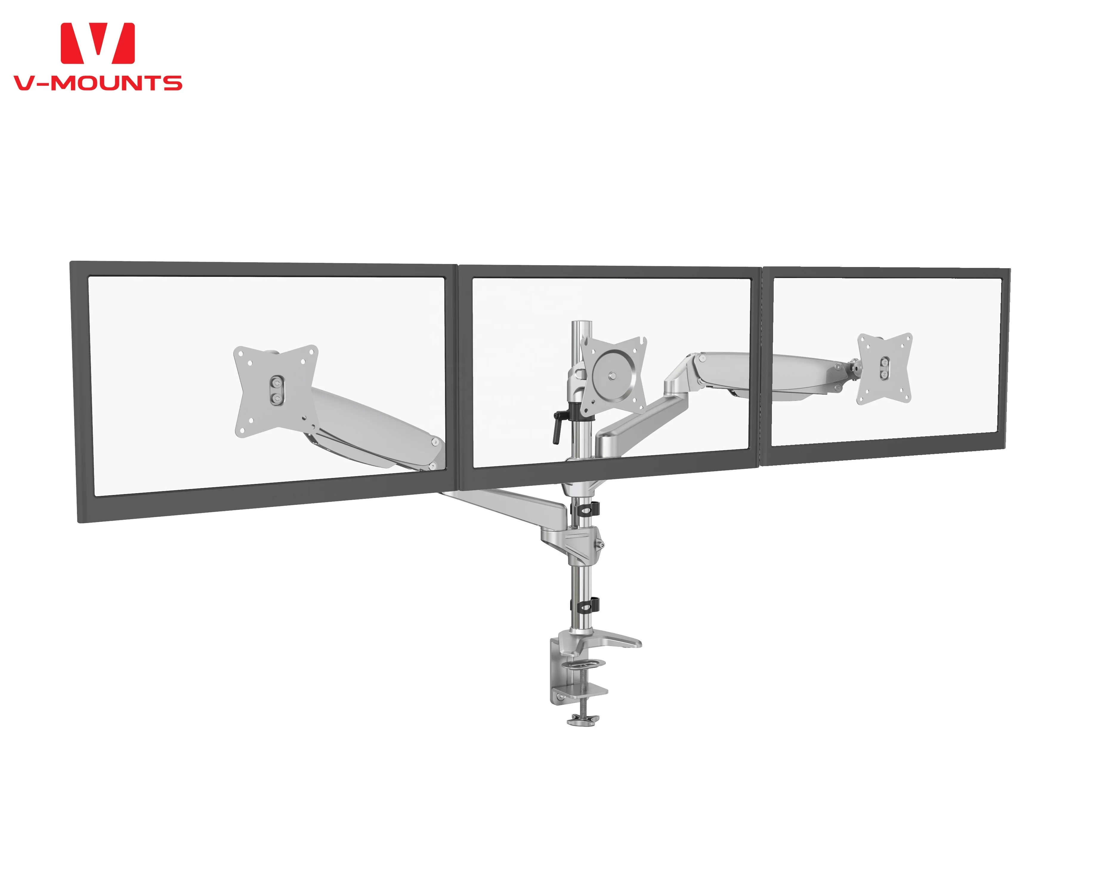 V-mounts Triple Monitor Mount Gas Spring Flexible Height Angle Adjustable 75/100 VESA Aluminum Plastic Material Extendable