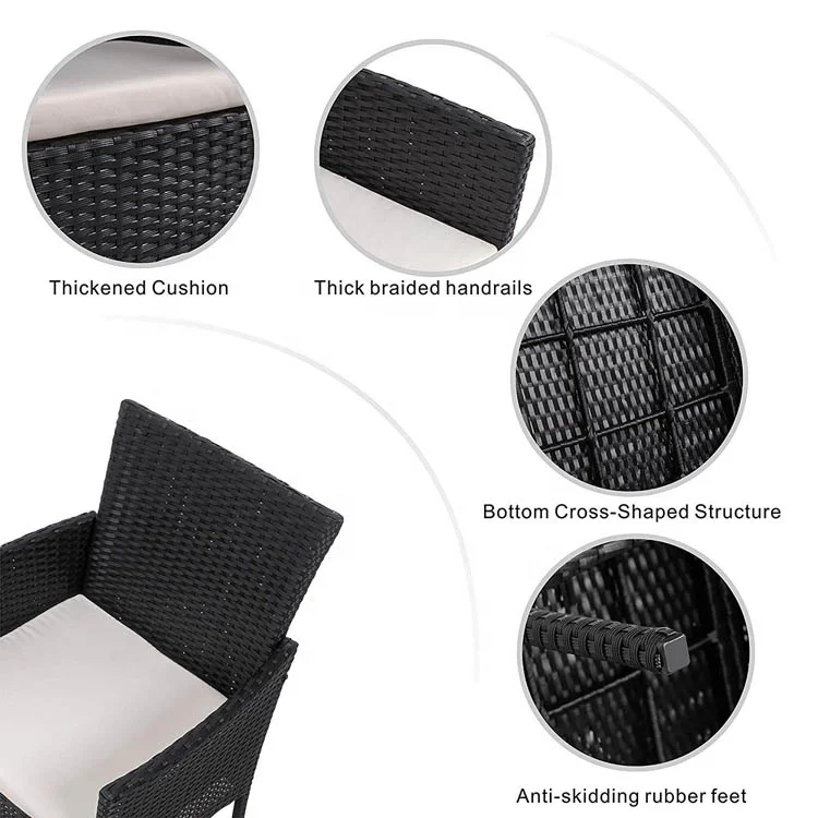 
4 Pieces Indoor Outdoor Patio Furniture Sets Use Backyard Porch Garden Poolside Balcony Rattan wicker chair set 