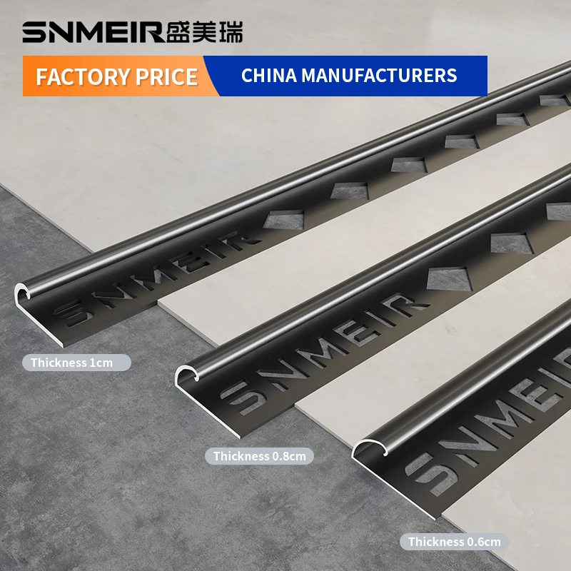 Snmeir Aluminum Ceramic Tile Corner Trims Curved Strip Protection Metal Edge Trim Line For Tile Decorative