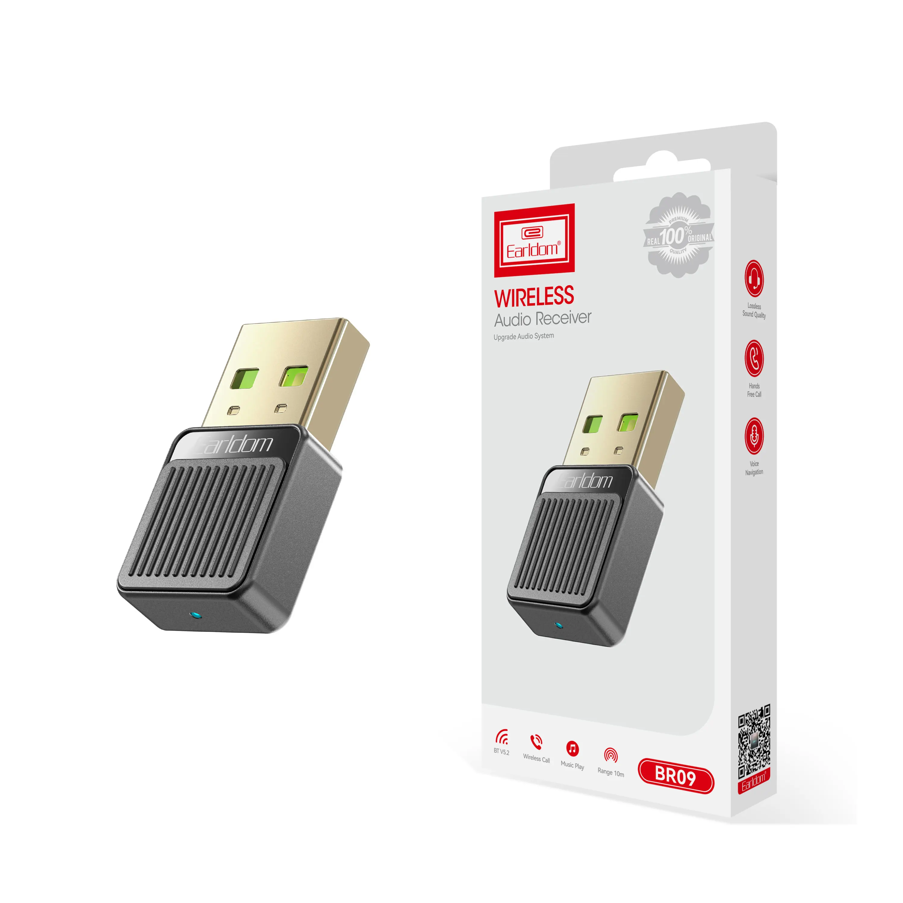 EARLDOM Usb Adapter Audio BT Transmitter And Receiver Usb Bt 5.2 Adapter Car Audio BT Receiver Car Speaker