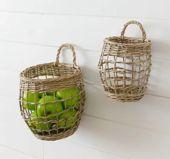 JY Handmade Oval Natural Willow Organizer Woven Small Basket Set With Handle Big Black Wicker Baskets For Gift