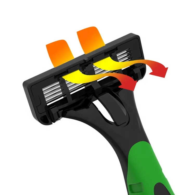 High Quality OEM Stainless Steel Five Blade Rubber Handle Disposable Shaving Razor