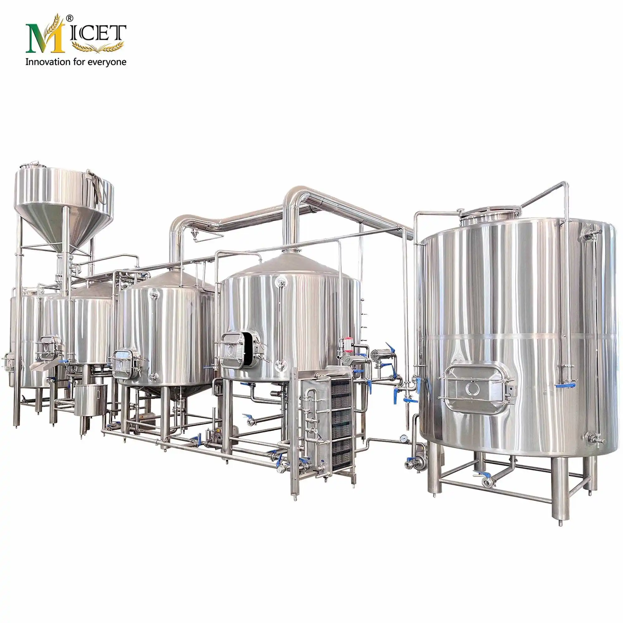 MICET 2000L Fully Automated Commercial Beer Brewing System Craft Beer Equipment Brewery with mobile phone smart PLC control