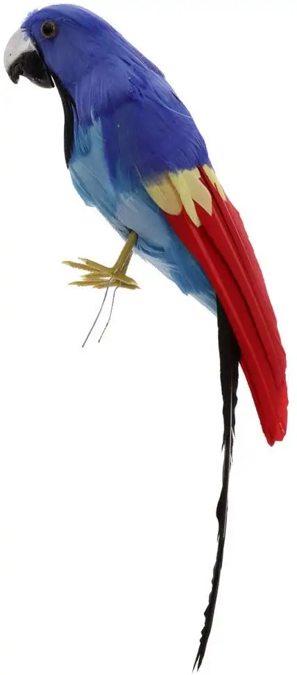 Decorative Feather Parrot Model Artificial Bird Statue Macaw Figurine Fancy Dress Props Home Park Garden Tree Ornament Decor #H