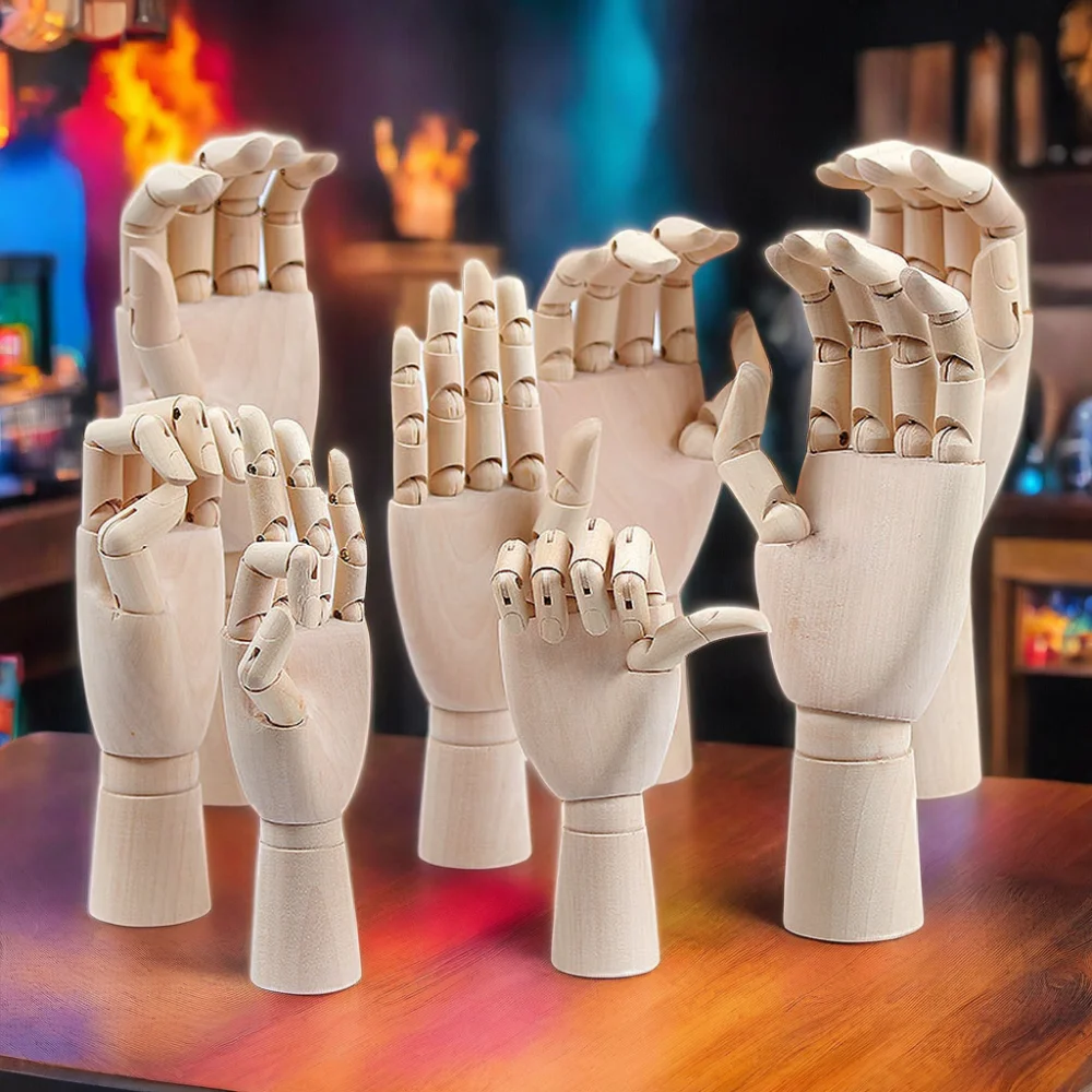 7-12 Inches Flexible Fingers Artist Drawing Wooden Manikin Model Hand Mannequin Scientific Engineering Toy for Display