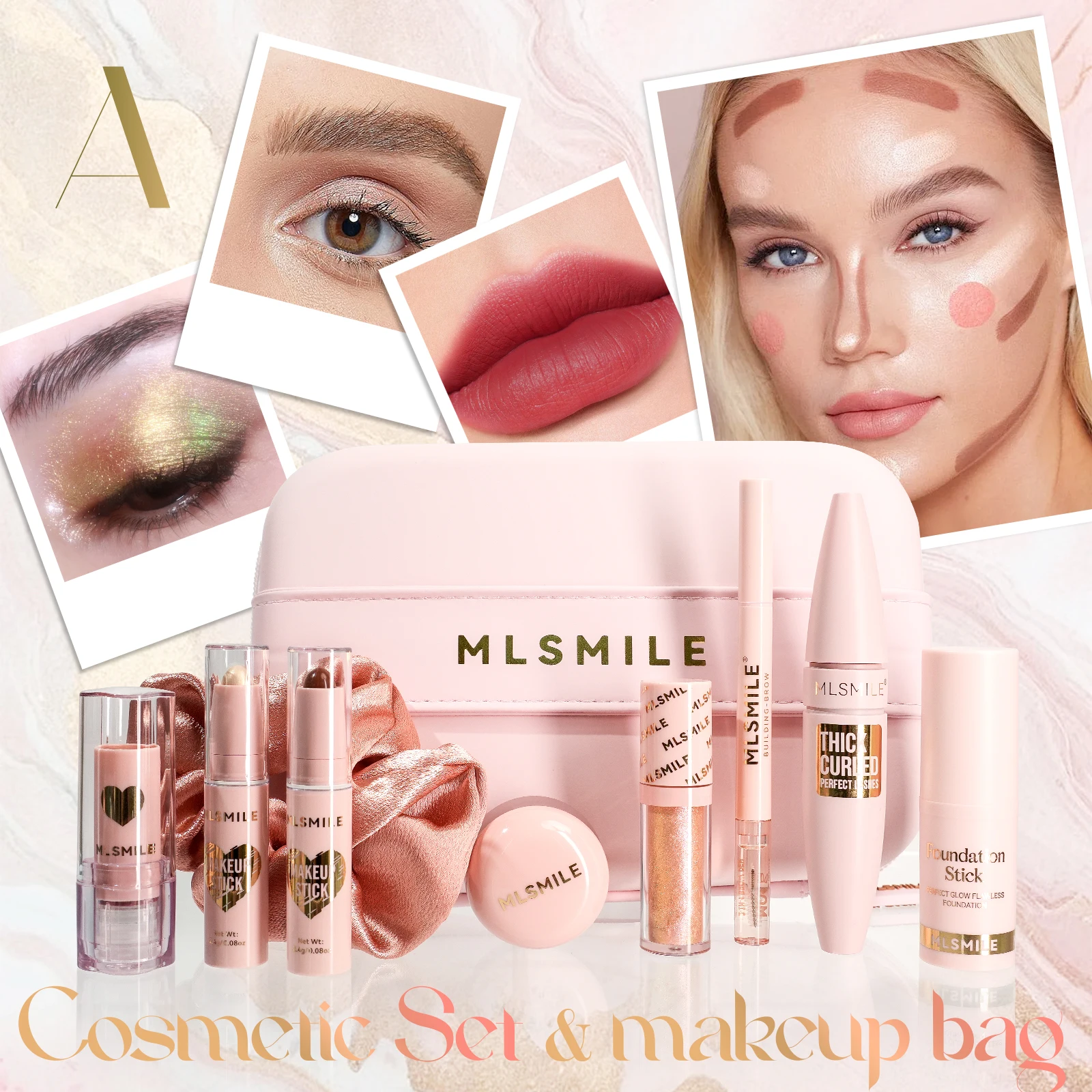 New Arrival High Quality Cosmetics Kit Foundation Mascara Lipstick Eyeshadow Eyebrow 10 In 1 Full Face Makeup Combo Set With Bag