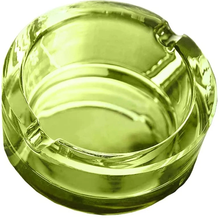 Colored Glass Cigar Ashtray Smoking Round 4 Cigar Holder Customized Blue Glass Ashtrays Wholesale