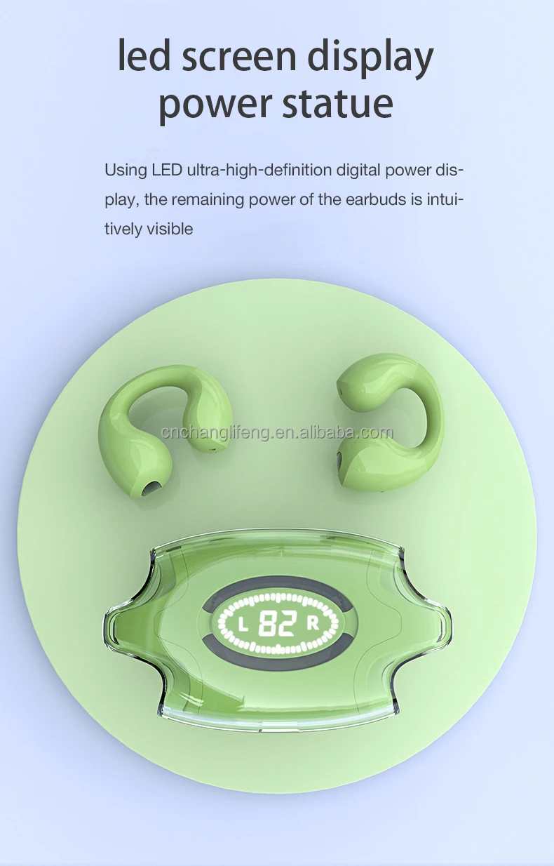 E88 Ear Hook Digital Display Screen Transparent Waterproof Portable Sports Running OWS Wireless Earphone Hot Selling Earbuds New