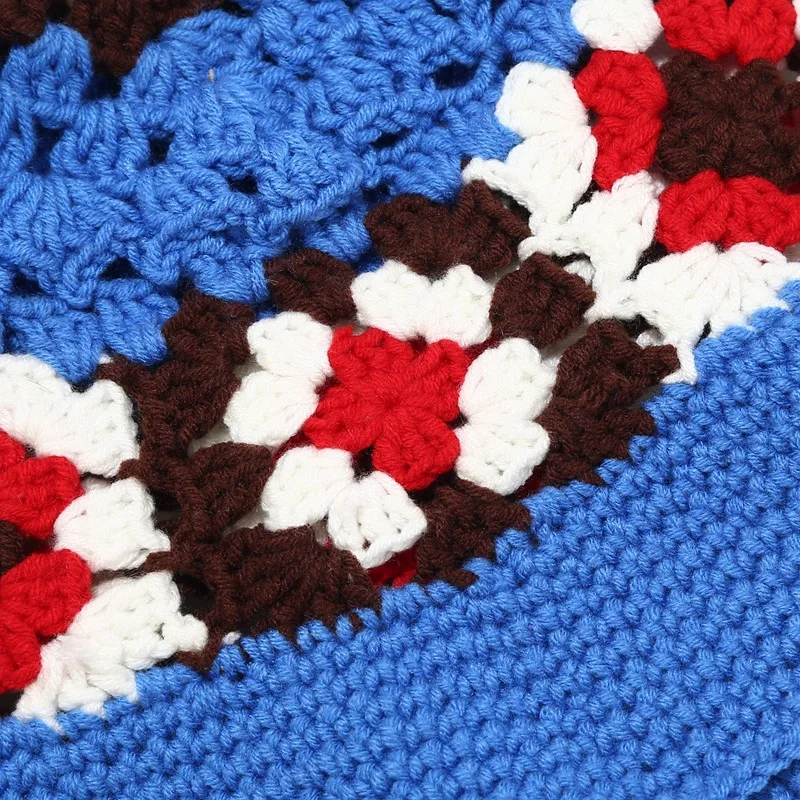 Summer Outdoor Handmade Folded Knit Beanie Hat Wide Brim Round Luxury Women Floral Soft Wholesale Custom Crochet Knit Bucket Hat