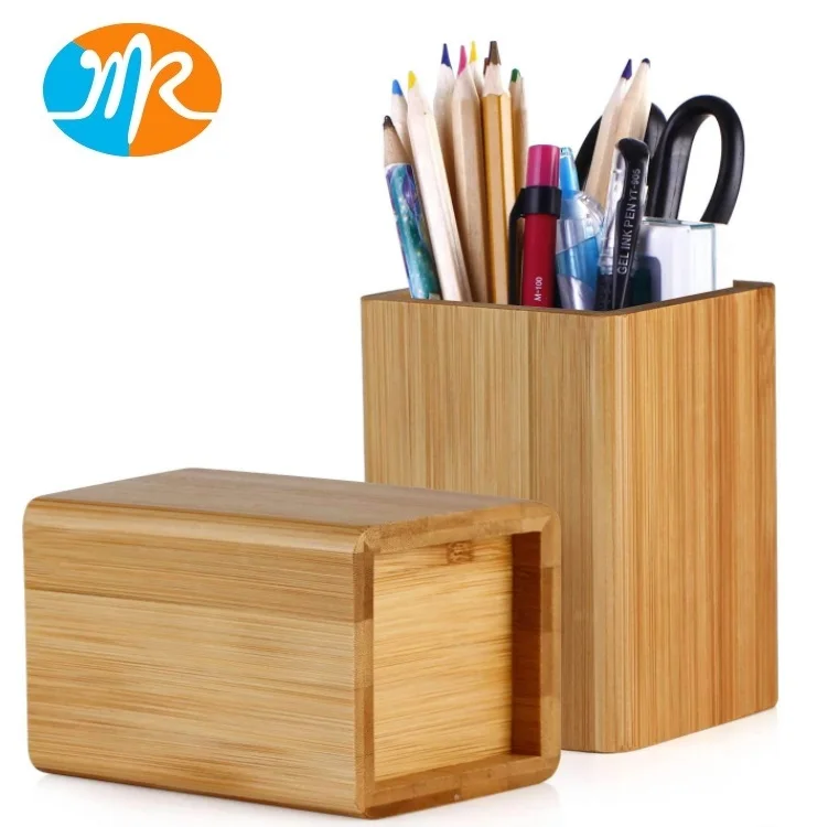 Bamboo Wood Desk Pen Pencil Holder Stand Multi Purpose Use Pencil Cup Pot Desk Organizer