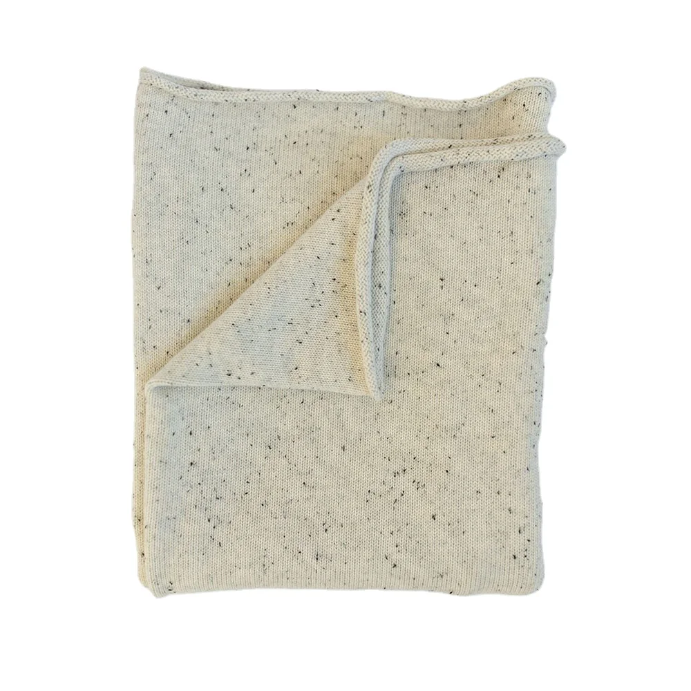 Custom Wholesale New Born Security Baby 100% Organic Cotton Knitted speckle Baby Quilt Swaddle Blanket plush for Newborns