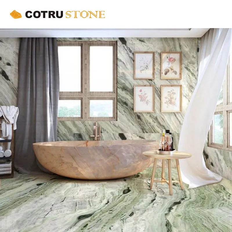 Красивая Зеленая Мраморная ледяная плитка полупрозрачная зеленая ониксовая