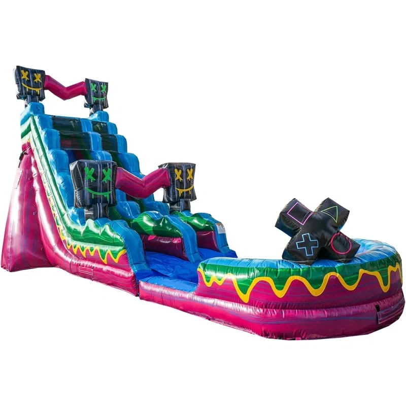 Commercial Outdoor Dual Lane Level UP Waterslide Bouncer Inflatable Water Slide with Pool for Kids and Adults