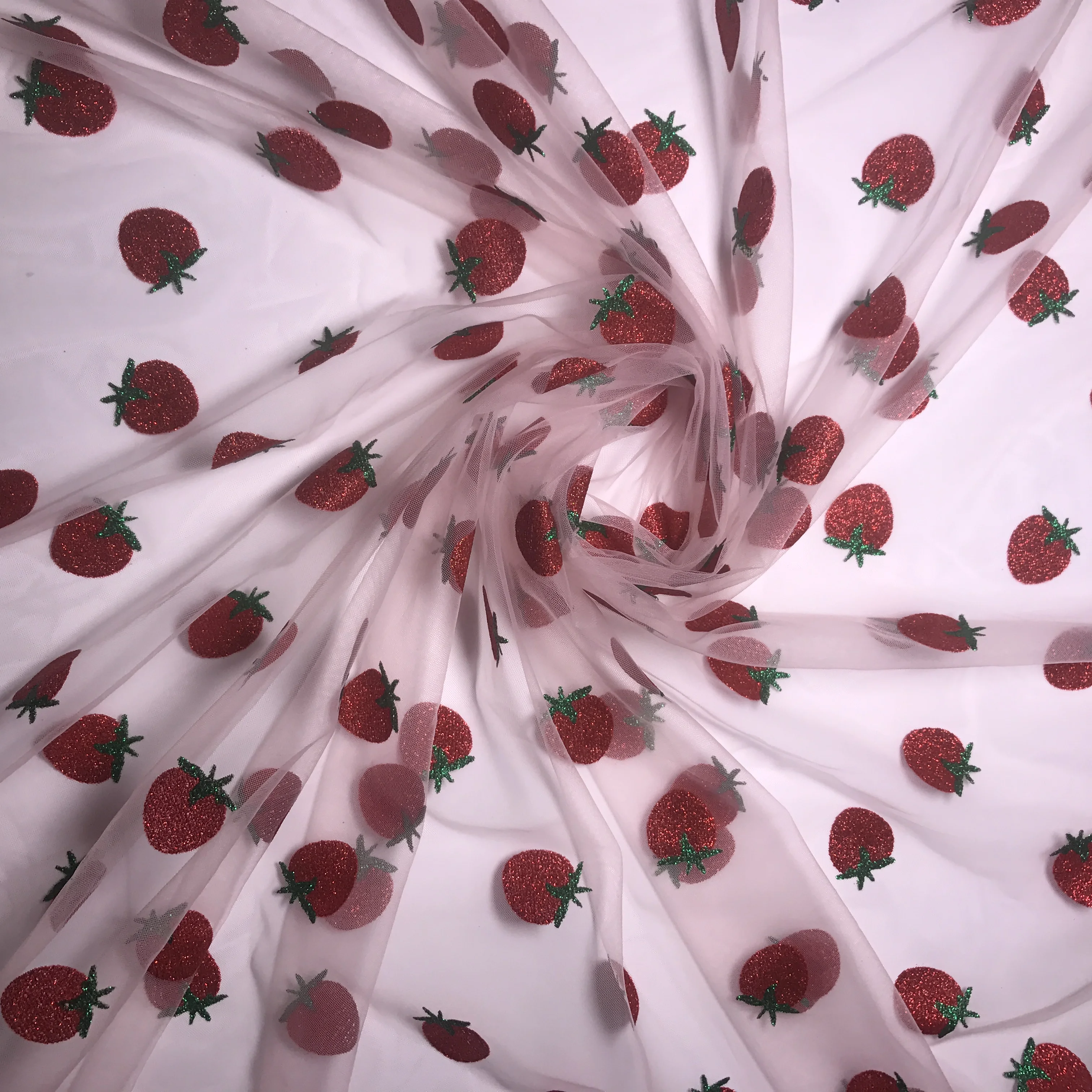 glitter sequin strawberry sparkly tulle fabric for decoration