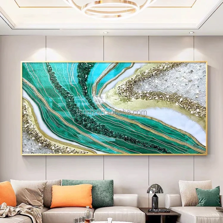 Modern Decor Handmade Painting Hand Painted Oil Marble Painting Canvas Frame For Pictures Living Room Cuadros Decorativos Sala