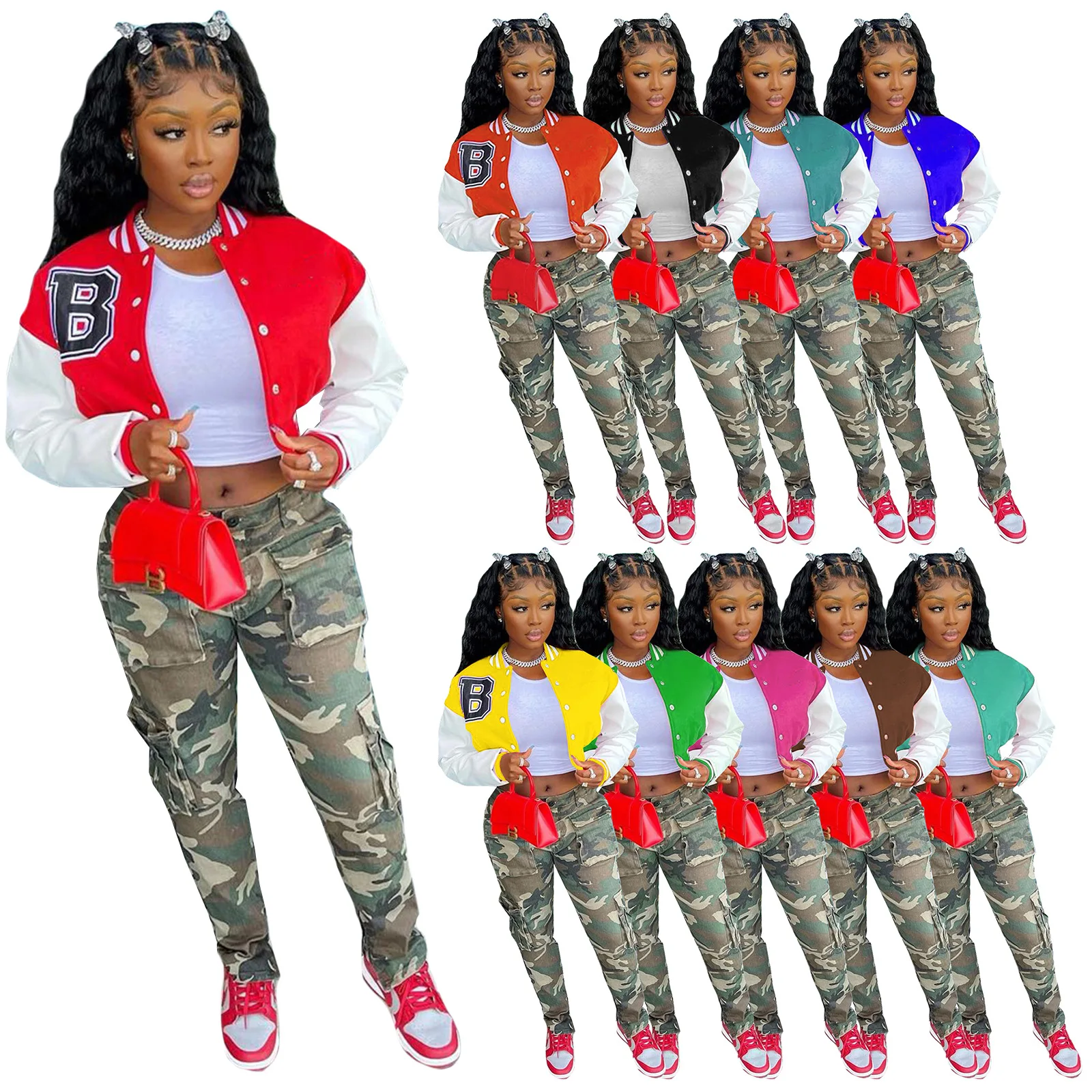 Fall 2021 women clothes Fashion coat wholesale blank varsity jackets Letterman crop bomber Baseball Winter Women