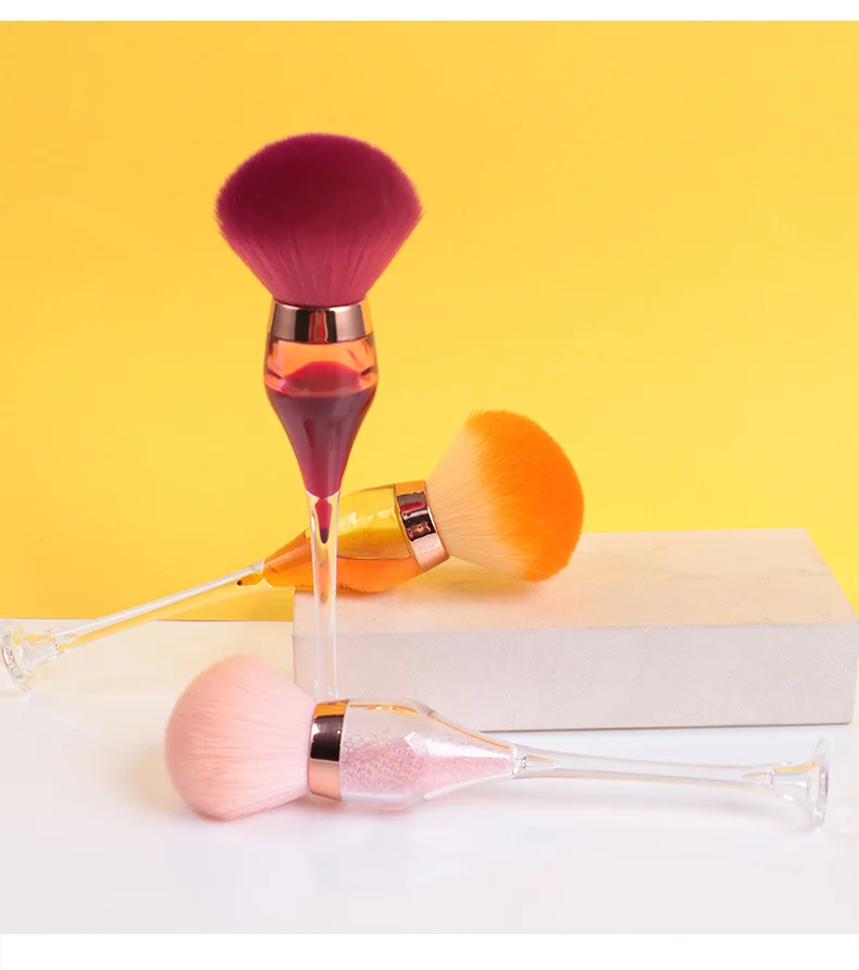 Red Wine Bottle Nail Dust Brush Loose Powder Cosmetic Glass Makeup Brushes Soft Acrylic Wine Glass Makeup Brush