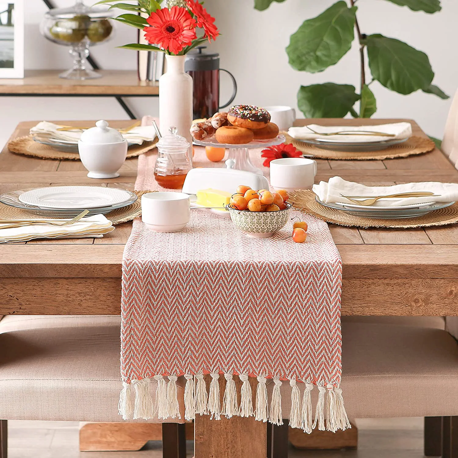 American household woven jacquard natural cotton hot selling runner table