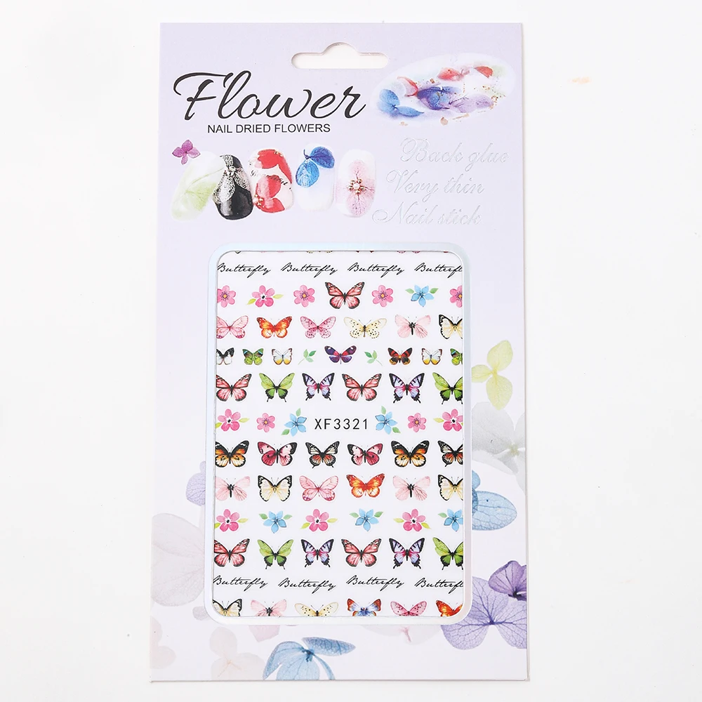 6 Sheets Butterfly Nail Art Decals Sticker Nail Butterfly Flower Design Self-Adhesive Stickers for Women Girls Nail DIY