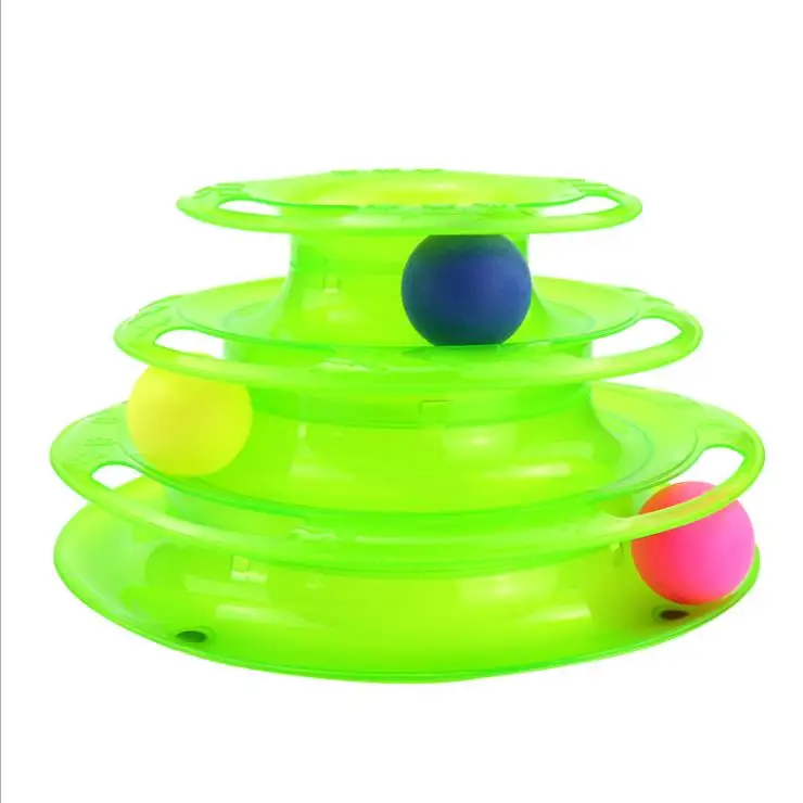 Training Exercise 3 Level Plastic Roller Tracks Tower Cat Ball Pet Interactive Cat Toy Towers Tracks Roller Exercise Puzzle Fun