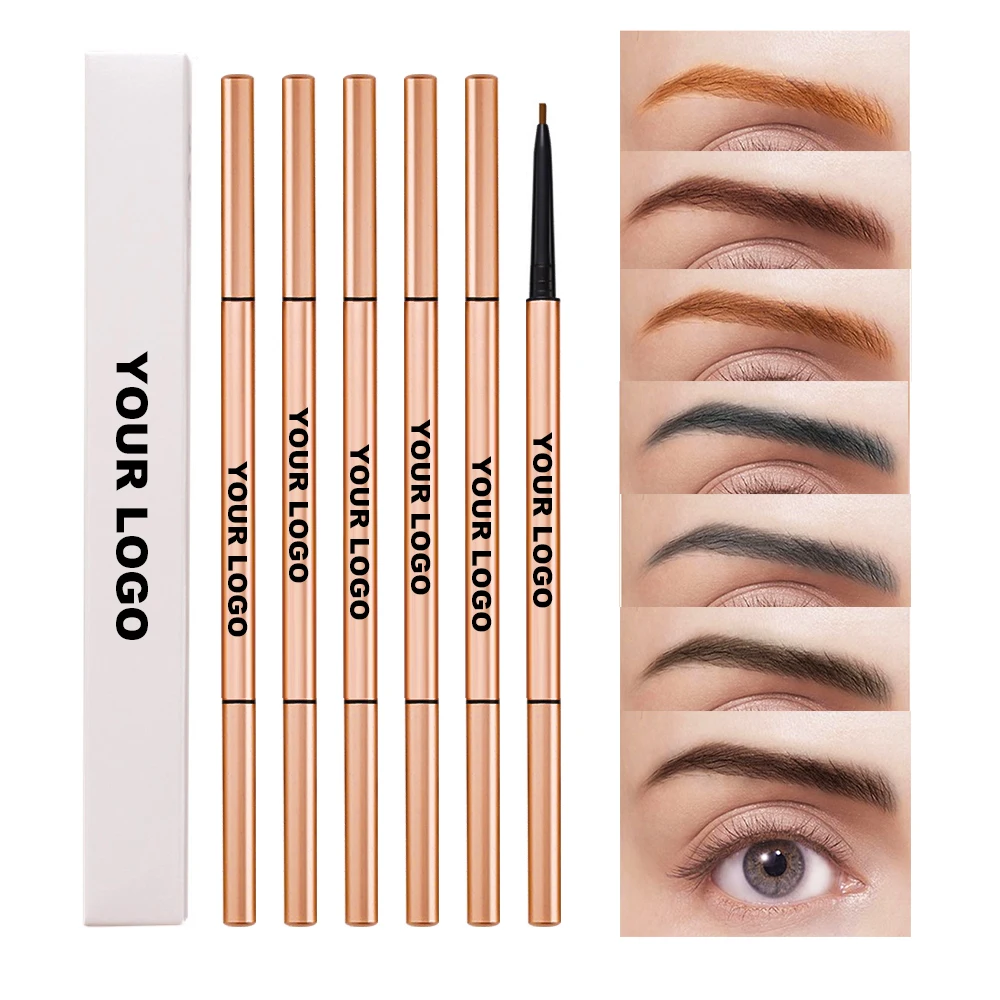 Custom Logo Make Up Water Proof Red Black White Coffee Ash Brown Microblading Brow Tattoo Waterproof Eyebrow Pencil with Brush