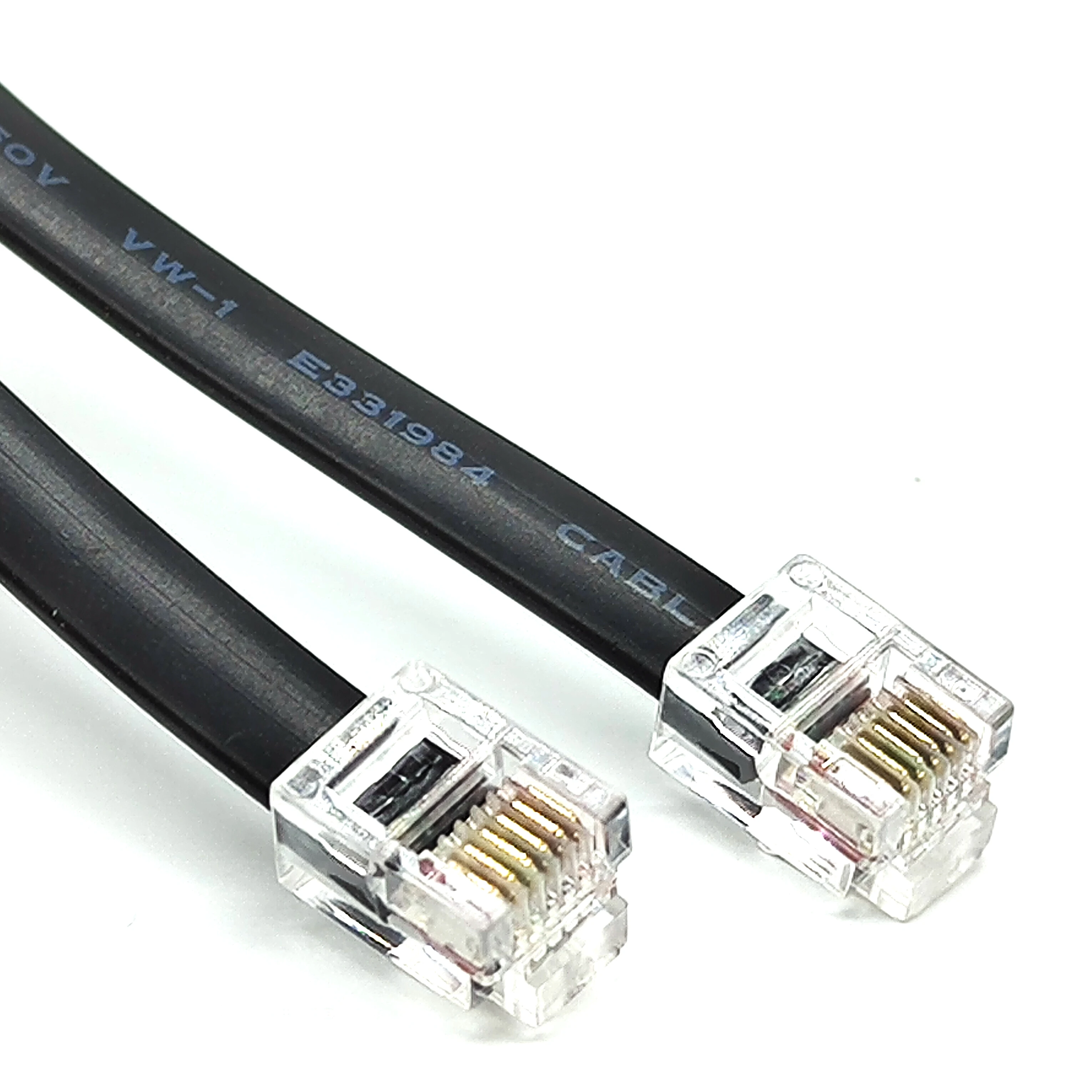 Wholesale Black UL20251 6 core Telephone Cable Flat Line With 6P6C Plug