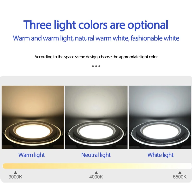 Indoor hotel 3 Cct Aluminium Recessed Round Square Ultra Thin Slim Glass Downlight 18w 24w Installation Led Ceiling Light 2835