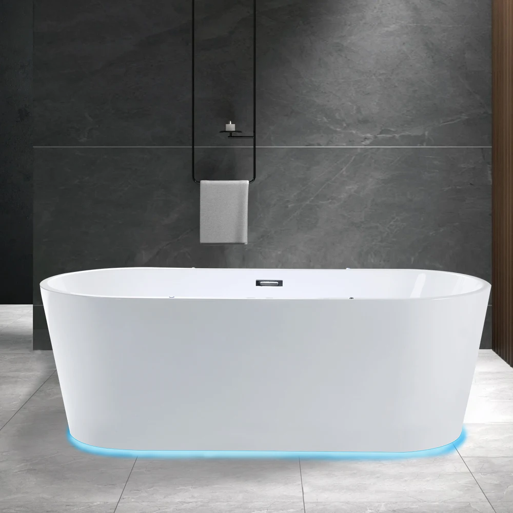 popular design led light bath full comfortable European style spa equipment round  massage bathtub for the indoors