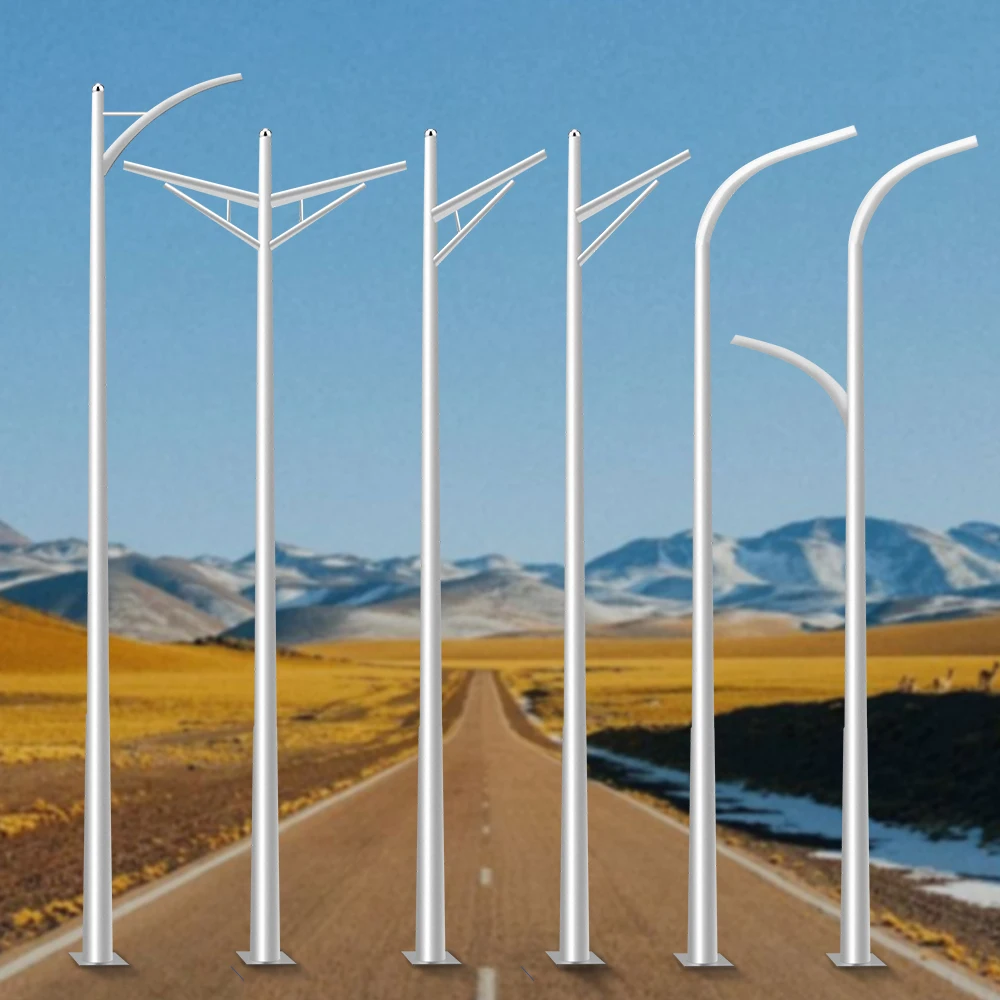 Steel Q235 Lamp Post Galvanized 5M 6M 7M 8M 9M 10M 12M Outdoor Street Lighting Pole