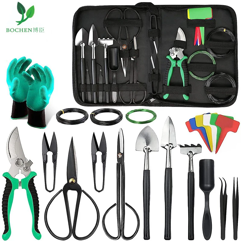 24 PCS Bonsai Tree Kit Tools for Beginners, Bonsai Tool Set Bonsai Starter Trimming Care Kit