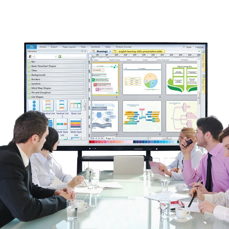 Android System 75 Inch Interactive Display Smart Board 4k Hd Touch Screen Digital Interactive Whiteboard