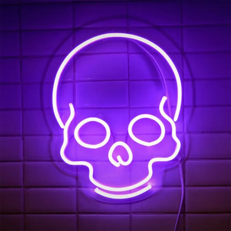 OUX Led Neon Sign PlayStation Cactus Jack Game On Skeleton Disco Cheers Lightning Bolt Man Cave Neon Sign for Event Party