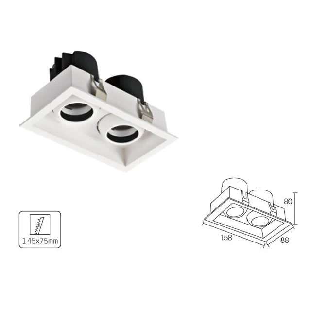 
Modern Indoor Adjustable Aluminium Recessed Spot Downlight Two heads led spotlights 