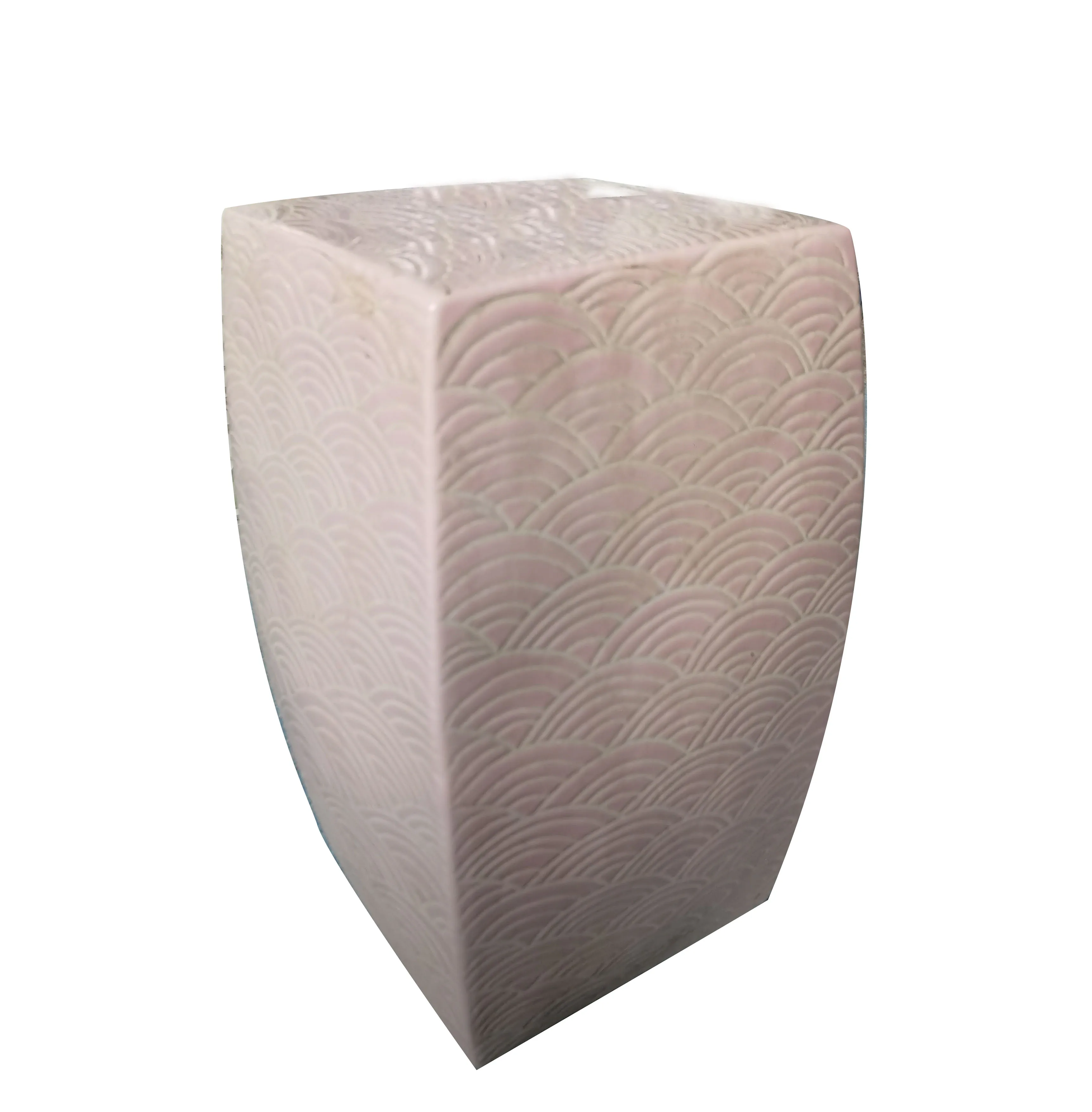 Hand Carved Ceramic Blue Dressing Stool Porcelain Shoes Changing Stool Square Ceramic Stools