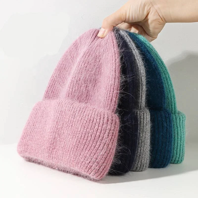 Vadulyer Wholesale Winter Fashion Warm Rabbit Hair Knitting Wool Pullover Hat